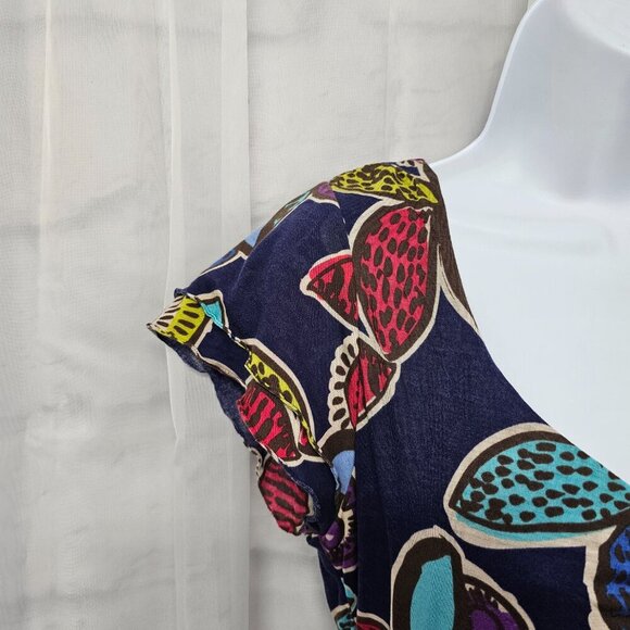 Boden Blue Purple Abstract Leaf Print Jersey Dress Boho Babydoll Y2K Artsy 8 - Picture 3 of 13